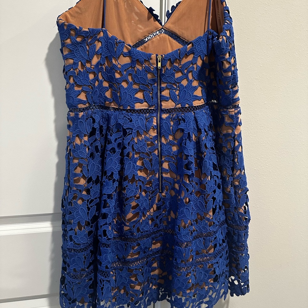 Self-Portrait Blue Lace Dress - Picture 2 of 6